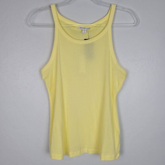James Perse Size 4 Ribbed Tank Top Cami Cotton Lycra Yellow NWT - Picture 3 of 12